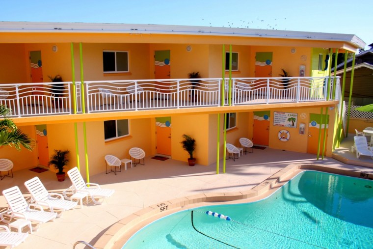 Frenchy's Oasis Motel in Clearwater, Fla., sports a retro paint job. Most of the 15 units have kitchens and dinettes, and 12 come with balconies or patio areas.